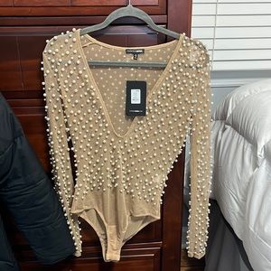 Fashion Nova Mesh Pearl Top